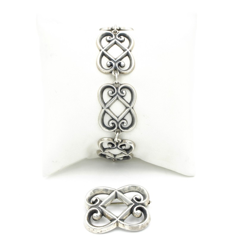 James Avery Sterling Interlocked Hearts 6.75" Bracelet Brooch Lot of 2 #S5522-5