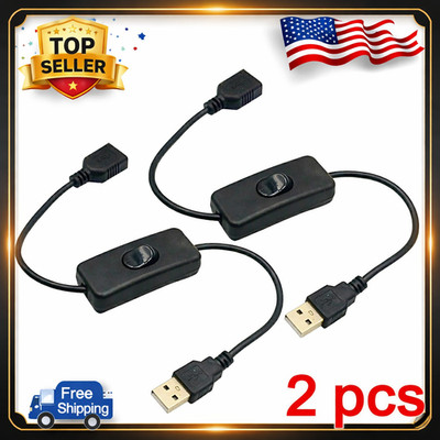 USB Cable with On Off Switch 30cm for Power and Data Transmission 2PCS