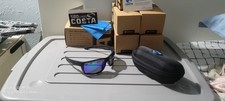 Costa Reefton Polarized Mirrored Blue Glass Lens Sunglasses Black Frame