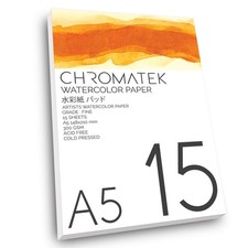 Watercolor Paper. 5.8 x 8.3  . 15 Sheets, Professional, 300 GSM, Perfect fo...