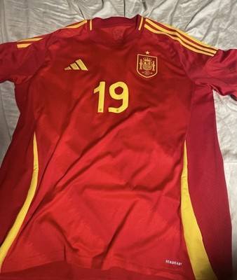 adidas Spain Lamine Yamal #19 Soccer Jersey Red Yellow Size XL | eBay
