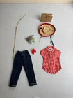 Vintage Barbie #967 Picnic Set Complete Fishing Pole Rod Shoes Hat Basket Purse