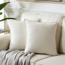 22x22 Pillow Covers Set of 2, Cream White Throw 22" x 22" , set of 2 Ivory