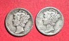 1918S & 1920D US Mercury SILVER Dimes Set of 2! Old US Coins!