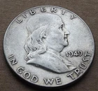 1949 P Franklin Half Dollar - 90% Silver U.S. Coin