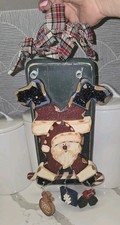 Wooden Hand Painted Santa On Sleigh Door Wall Hanger 16"x7" Country Folk Vintage