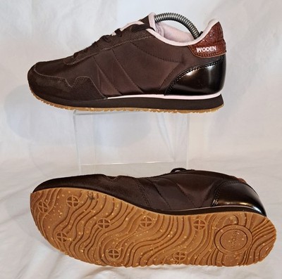 Woden Nora III Damen-Sneaker schokobraun Ledermix Korksohle UK 7,5
