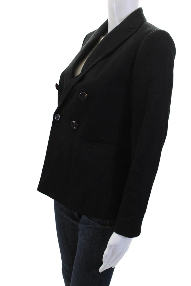 Ann Taylor Womens Classic Collared Button Blazer Black Size 00P - Image 2 of 4