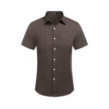 COOFANDY Lightweight Linen Blend Casual Button Down Short Sleeve Shirt NWT SMALL