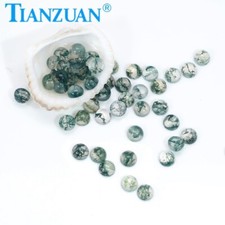 Natural Green Moss Agate Cabochon Loose Gemstones  Jewelry Making Stone