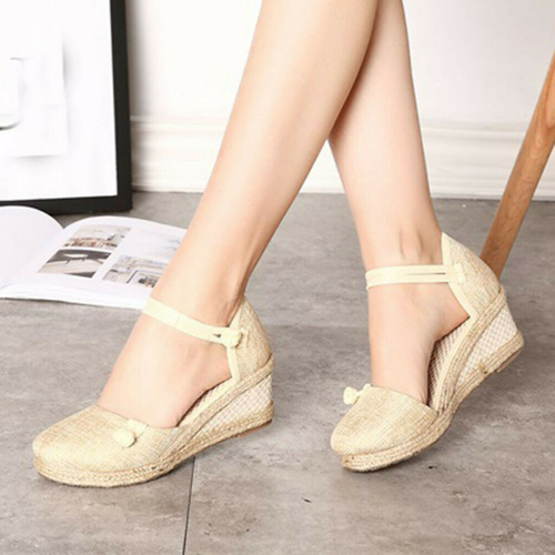 Womens Retro Round Toe Ankle Strap 