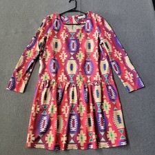 Anthropologie Eyedoll L Wildfires Tribal Print Boho Drop Waist Dress 628