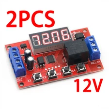 2PCS DC 12V 10A Adjustable Time Delay Relay Module LED Digital Timer Switch