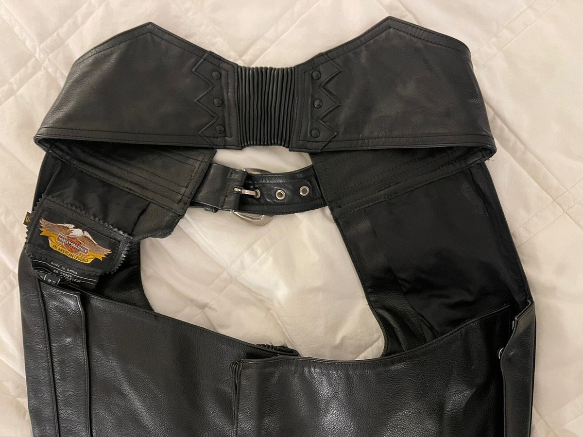 Harley Davidson Deluxe Black Leather Chaps Men's Size Small | eBay