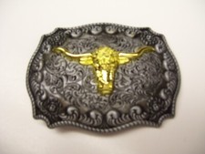 Belt Buckle Metal Gold Bull Rodeo Cowboy Western Horse Riding Fits belt 1.5" NEW