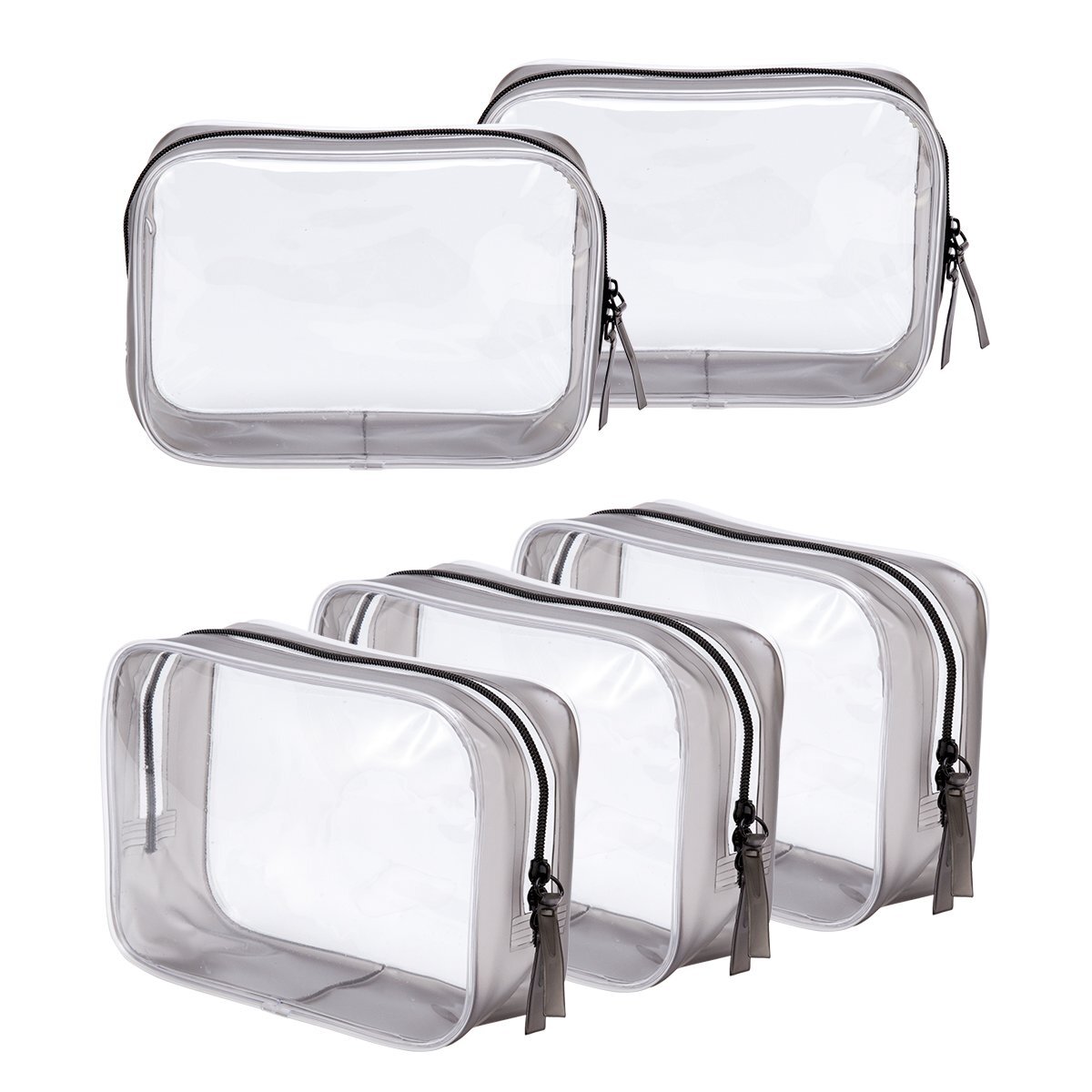 5-Pack Clear TSA-Approved Toiletry Bags with Zipper