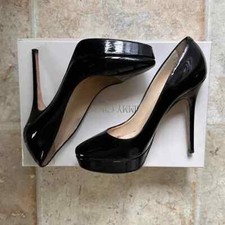 Sz. 38 1/2 Auth. Jimmy Choo Cosmic, Patent Leather Platform Heels. No Box.