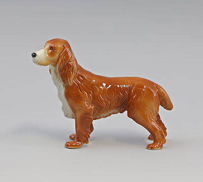 9942477 Porcelain Figure Dog Spaniel Red-Brown Wagner&apel 6 5/16x4 11/16in