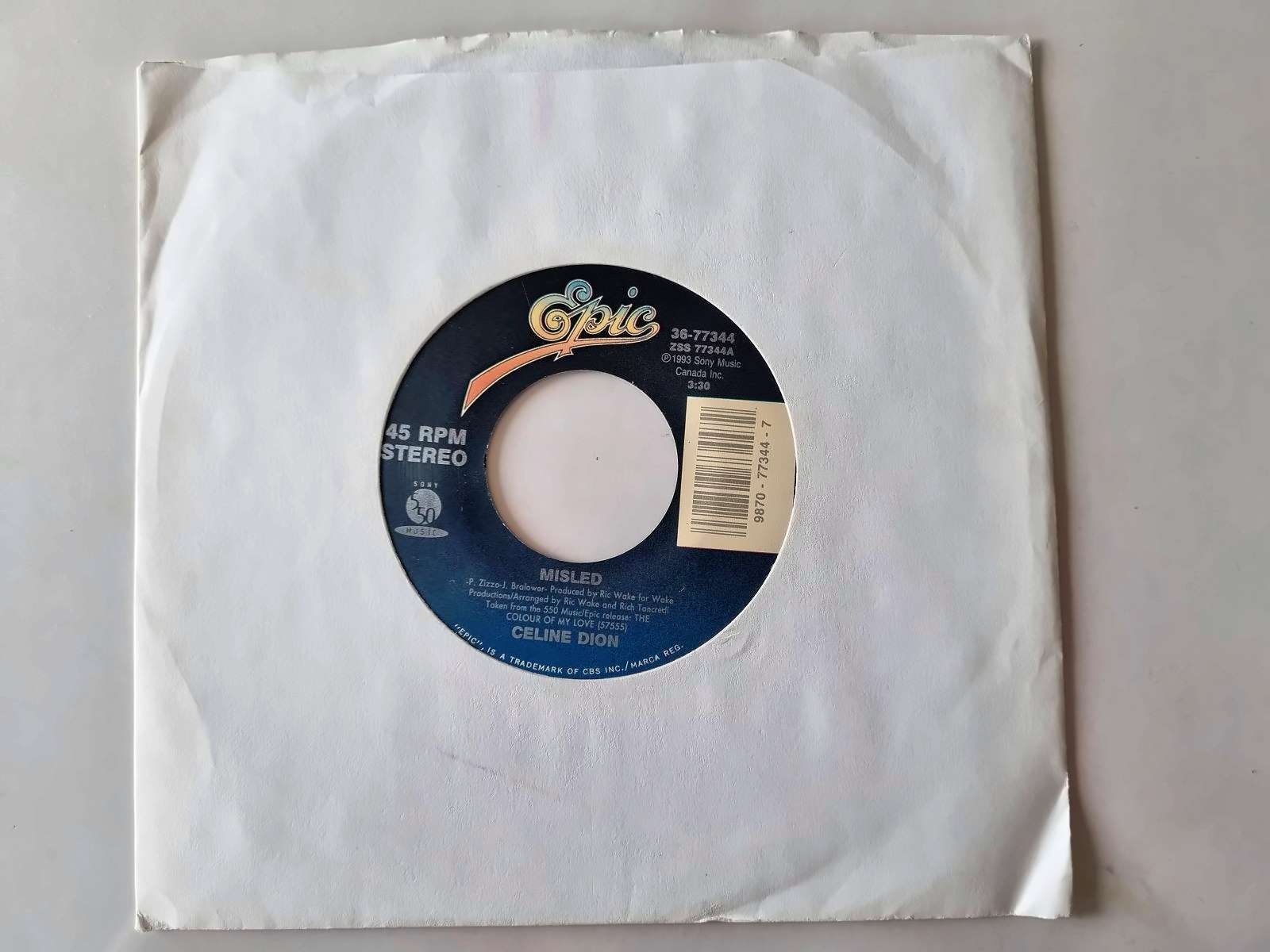 Celine Dion - Misled 7'' Vinyl US