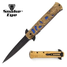 8.5" DARK FANTASY BLADES EDC FOLDING POCKET KNIFE w/ POCKET CLIP GOLD