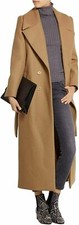 Women's Elegant Lapel Collar Double Breasted Regular Wool Blend Coat w Belt S XL