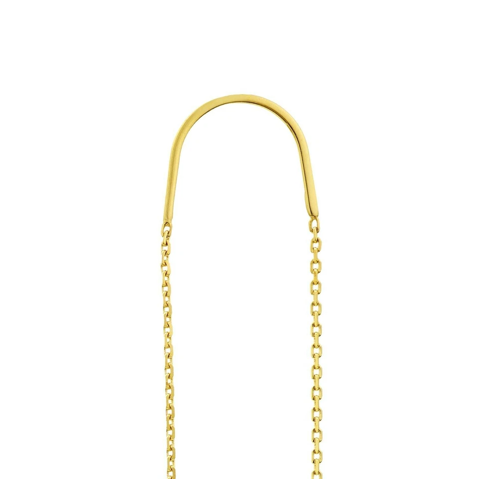 Cross Cable Chain Threader Earrings Real 14K Yellow Gold 1.00 grams - Image 3 of 4