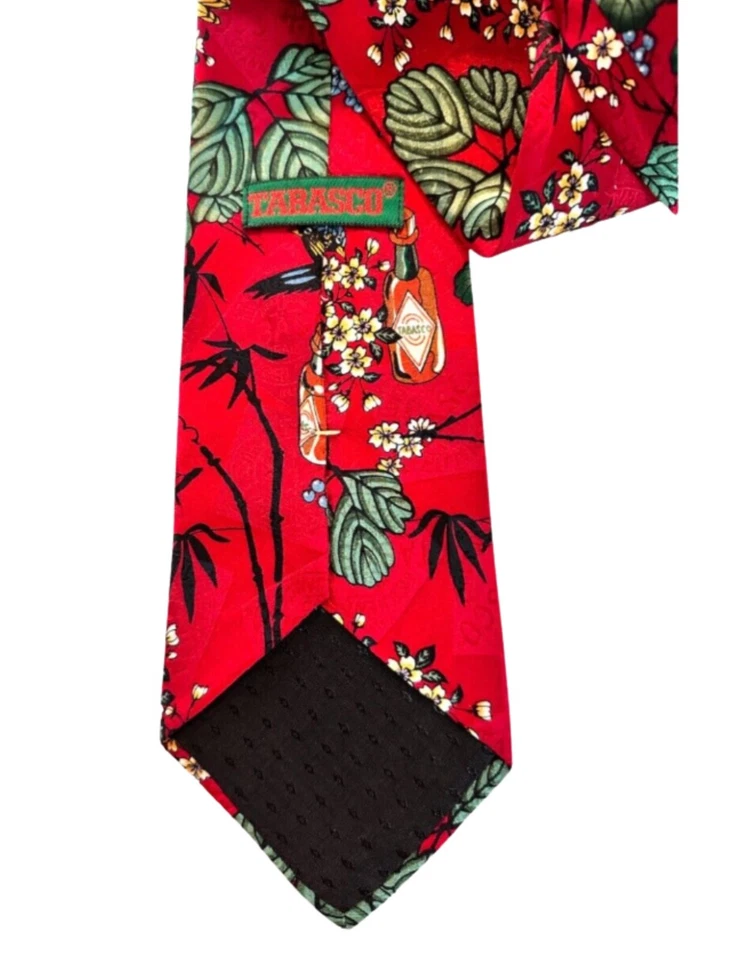 Tabasco Sauce Novelty Tie Red Graphic  100% Silk Made In USA 56" Long 4" Wide - Image 3 of 3