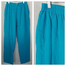 Vintage City Girl Lightweight High Waisted Teal Cotton Pants Size Medium