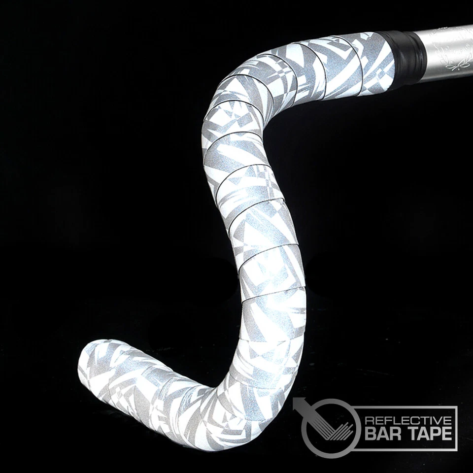 ¡Cinta geométrica totalmente reflectante para manillar de bicicleta de turismo de carretera! Foto 2 de 4