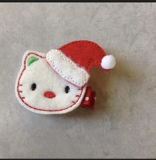 Christmas Santa Kitty Hair Clip, Girls Hair Bows