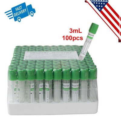 Carejoy 100pcs 3ml Sterile Vacuum Blood Collection Heparin Tube Test Device
