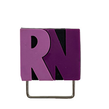 RN ID Badge Holder Pin Clip Purple Registered Nurse
