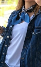 Silk Scarf, Mothers Day Gift, Best Gift for Women, Blue Black Scarf for Woman