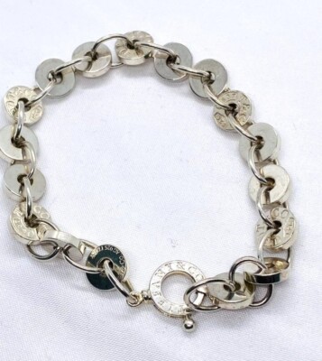 Tiffany & Co 1837 Sterling Silver Spinning Donut Circle Links Chain Bracelet
