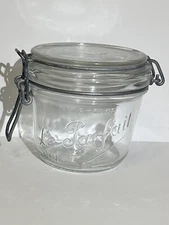 VTG Le Parfait “Super” .50L 500mL Clear Glass Canning Jar Canister Wire Bale