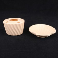 Vtg Cream Off White Plastic Toothbrush Holder  Shell Soap Dish