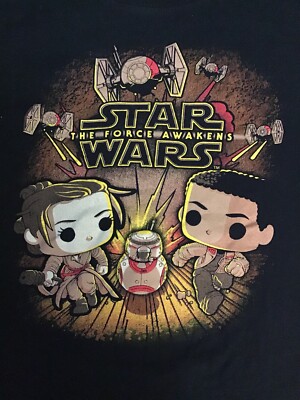 T-shirt Funko Pop Star Wars - Rey Et Finn Running - Force Awakens - Taille M Homme