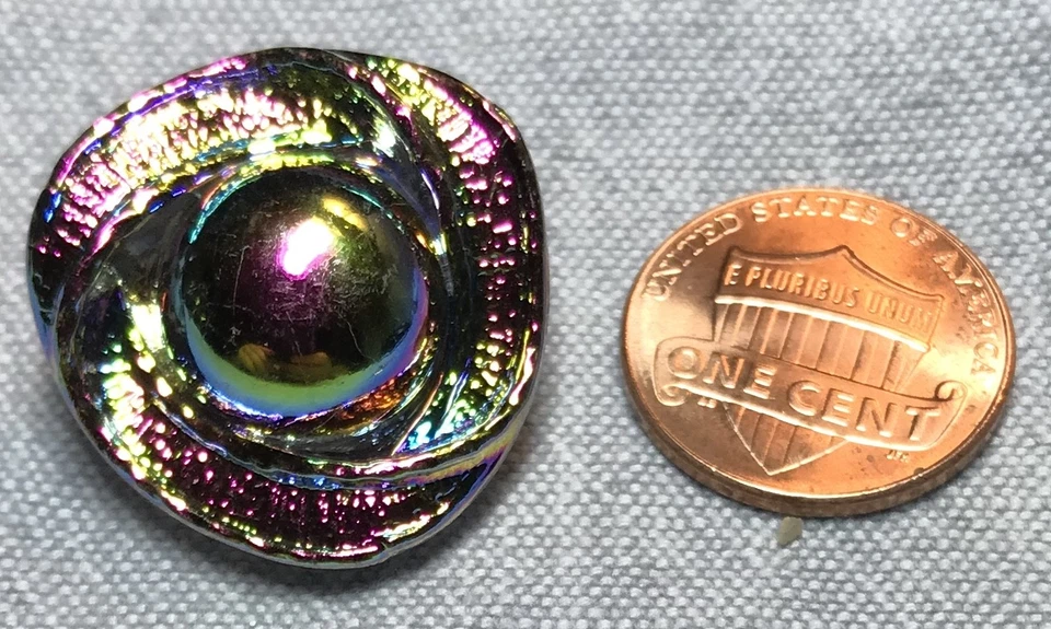 One Pink Green Gold Blue Luster Triangular Glass Shank Button 15/16" 24mm 8681 - Image 3 of 4