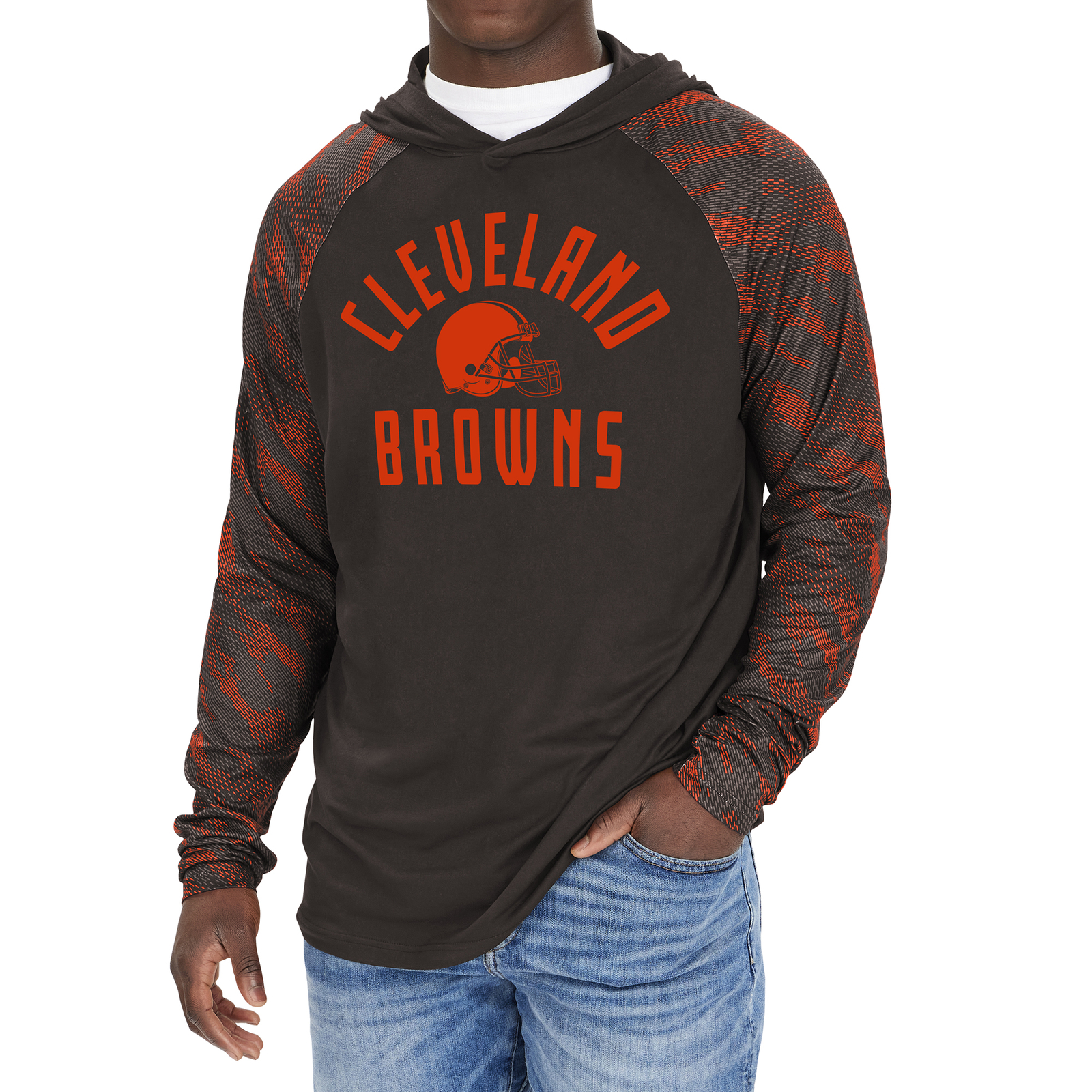 Zubaz NFL Мужской пуловер с принтом гадюки Cleveland Browns Viper Толстовка с капюшоном