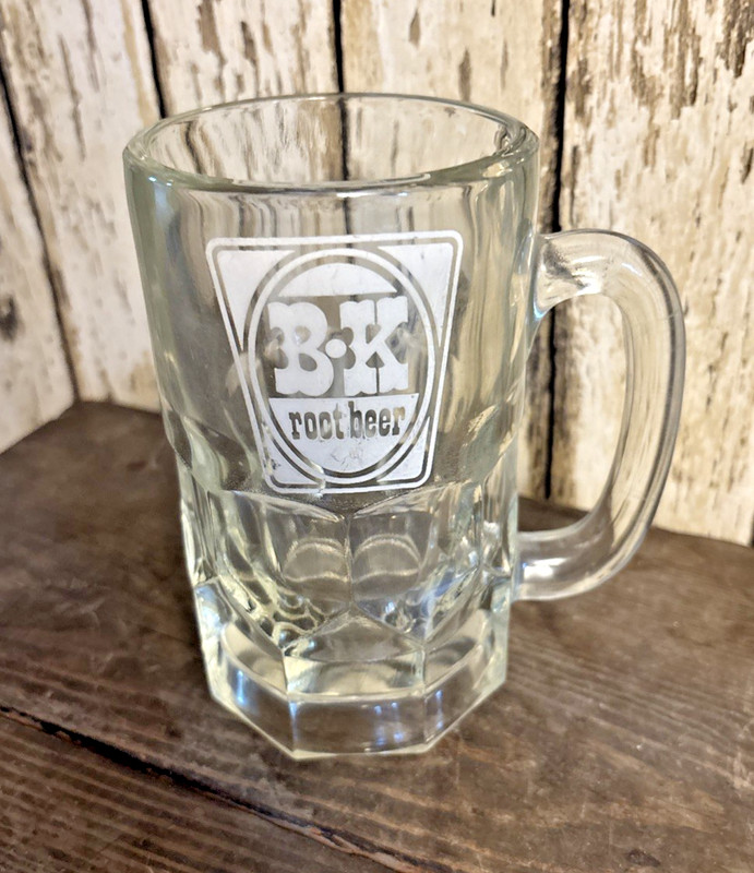 Vintage BK Root Beer Mug Clear Glass with White Lettering