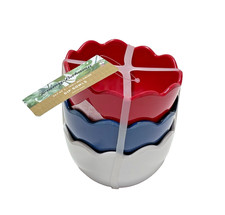 3 pc. Tommy Bahama MELAMINE Red, White & Blue Tidbit Dip Snack Fruit Bowls NEW!