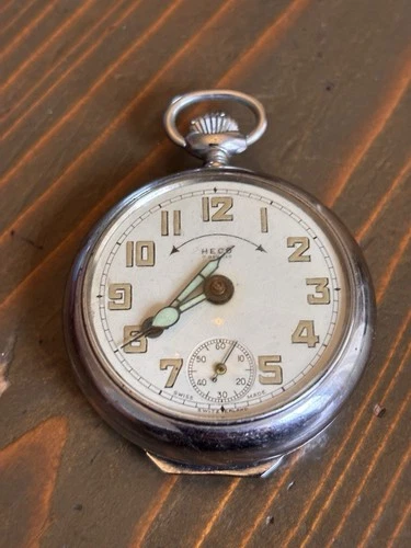 Antique Henry Coehler HECO 7 Jewels Pocket Watch White Dial Swiss Made As Is