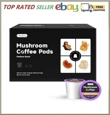 Chaism Mushroom Coffee Pods 12 K Cups Focus & Energy Boost Sugar-Free