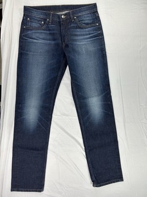 UN-TUCK-IT Men's Dark Blue Straight Denim Jeans Cotton Button Zip 5-Pocket 34x32