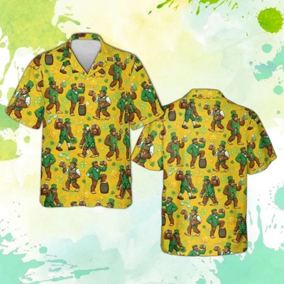 Funny Border Collie St Patrick's Day Hawaiian Shirt Lucky Green Irish Festival