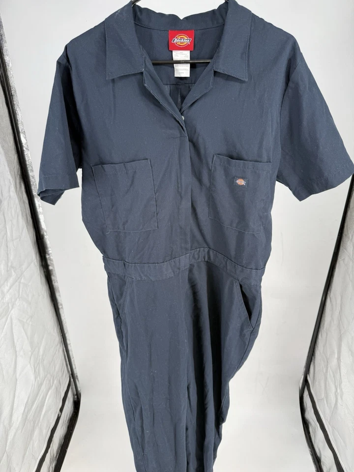 Dickies Work Coveralls Mens XL Navy Blue Full Zip Short Sleeve Utility Jumpsuit - Image 2 of 4