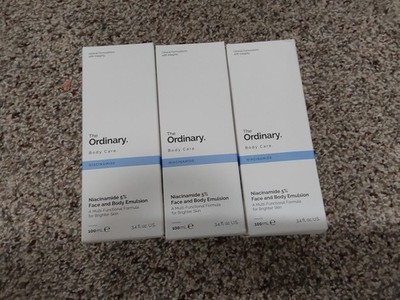 3 X The Ordinary  NIACINAMIDE 5% FACE & BODY EMULSION 3.4 OZ EACH NEW IN BOX!!
