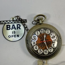 Vtg Spartus Have Another Backwards Running Wall Clock w/Bar is Open/Closed Works
