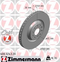 2X Bremsscheibe Coat Z Zimmermann 600.3243.20 FüR Audi Skoda VW Seat TT Leon CC