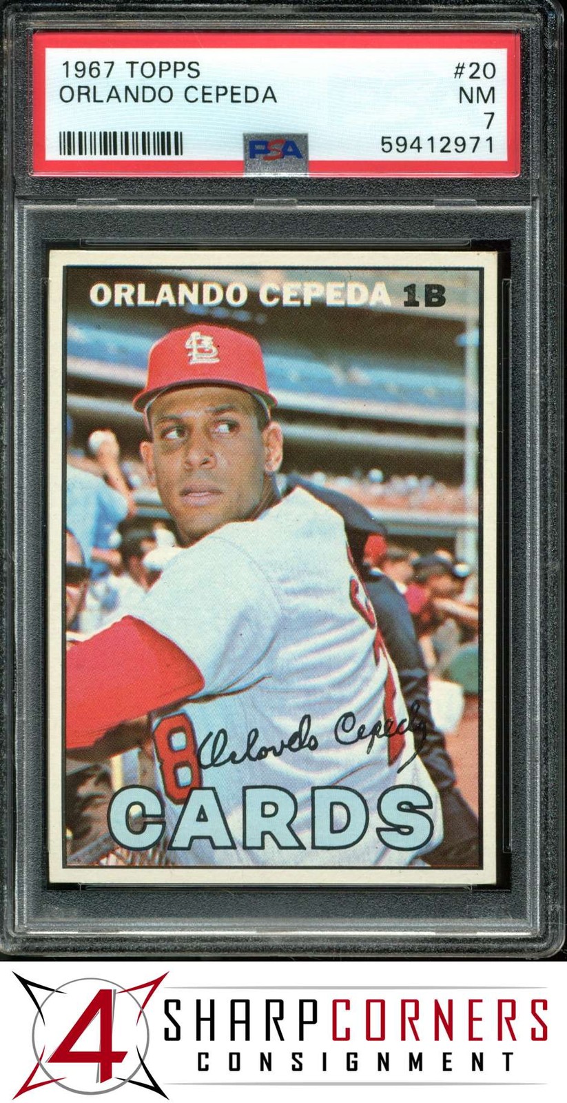 1967 TOPPS #20 ORLANDO CEPEDA CARDINALS HOF PSA 7